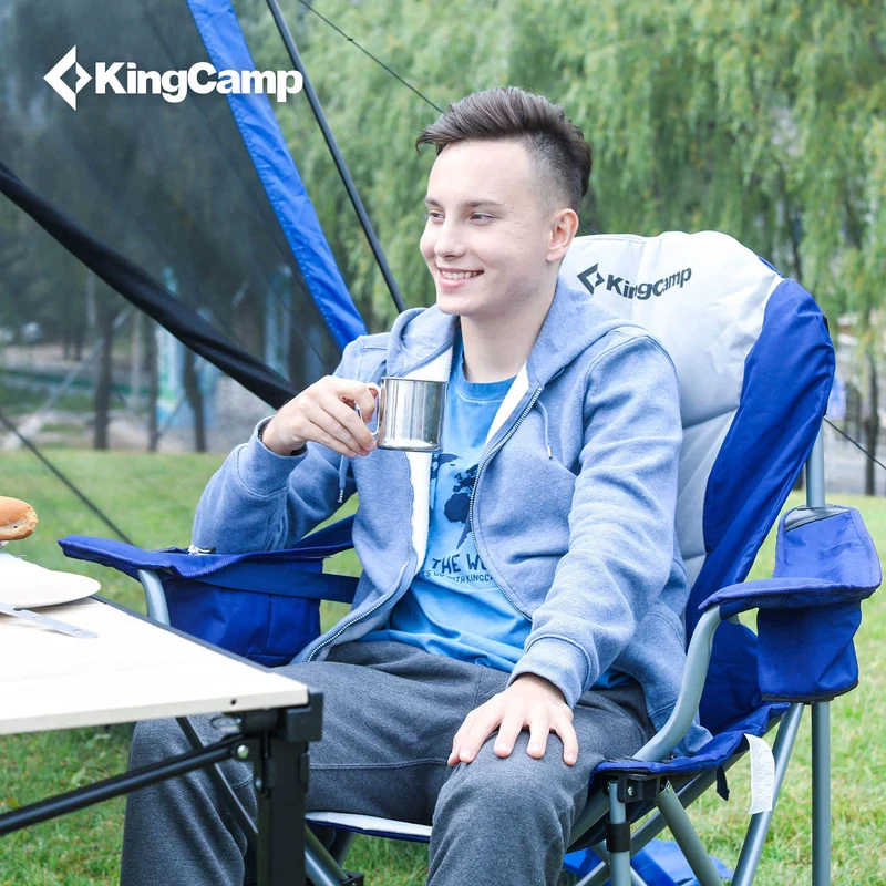 KingCamp JUNIPER C10 PLUS Heavy Duty Folding Camping Chair | 550lb Capacity Oversized Camp Chair with Lumbar Support