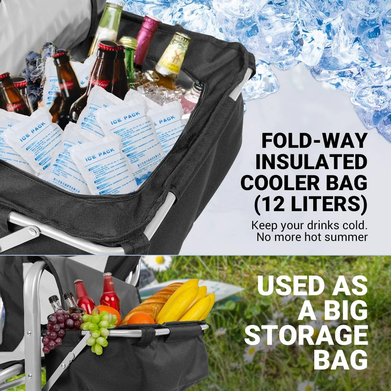 KingCamp Camping Directors Chair with Cooler Bag and Side Table