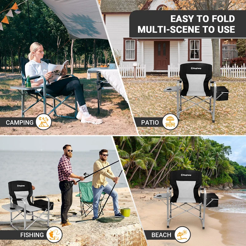 KingCamp Camping Directors Chair with Cooler Bag and Side Table