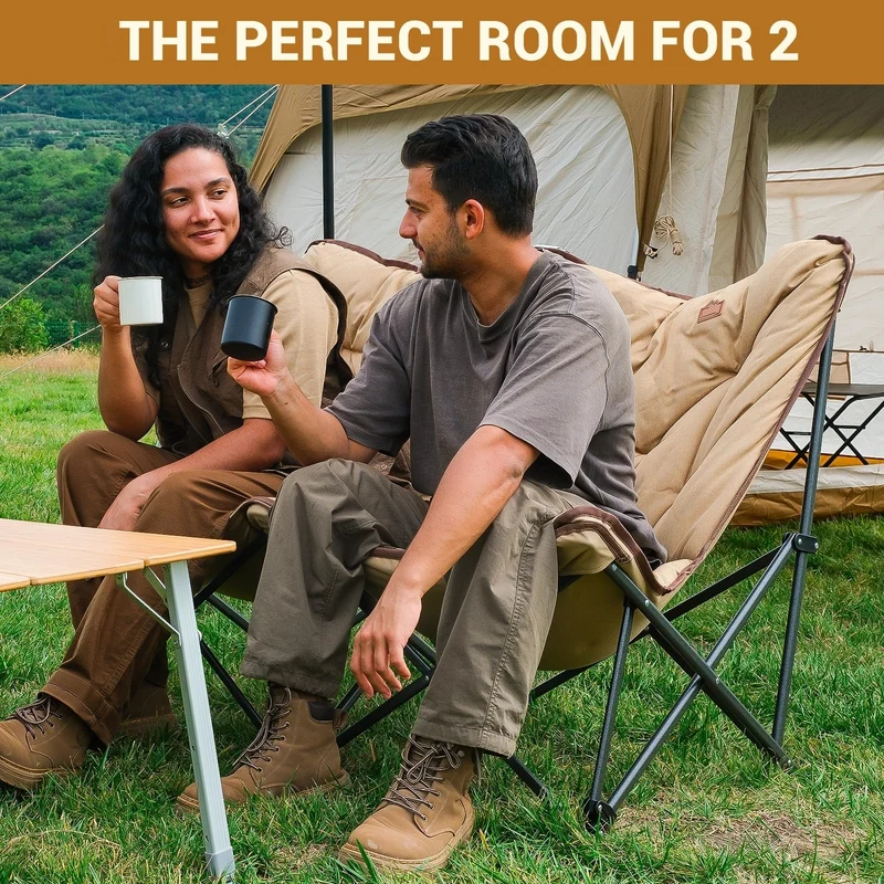 KingCamp LEMON C20 Loveseat Couch | Double Butterfly Folding Camping Chair for Two
