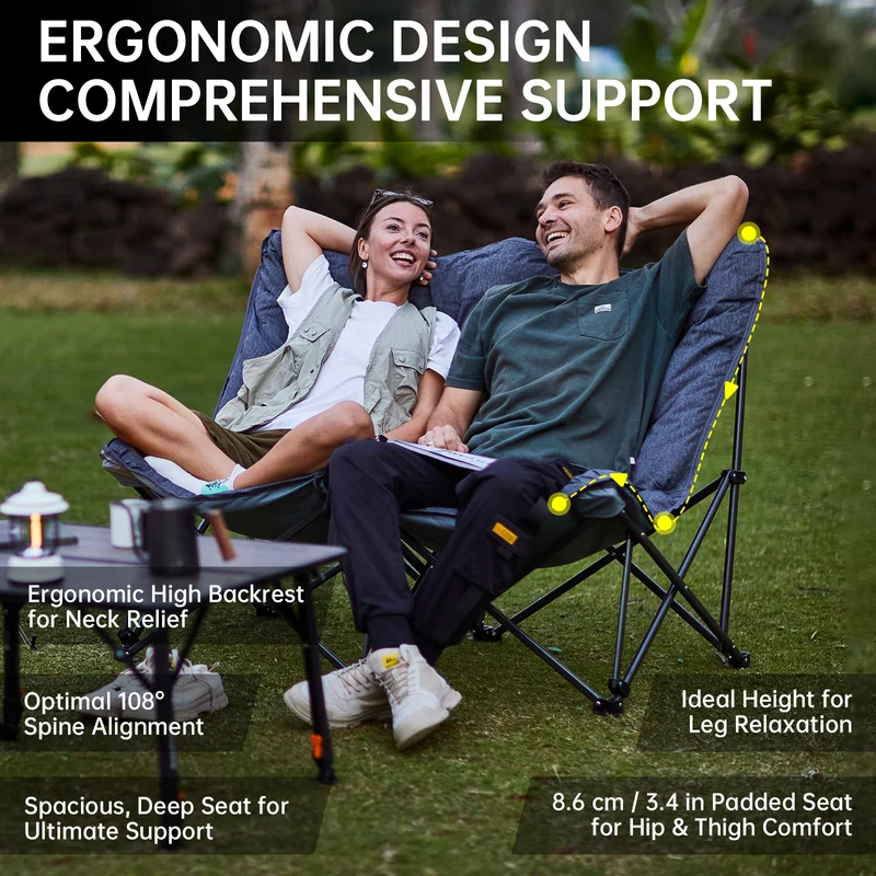 KingCamp LEMON C20 Loveseat Couch | Double Butterfly Folding Camping Chair for Two