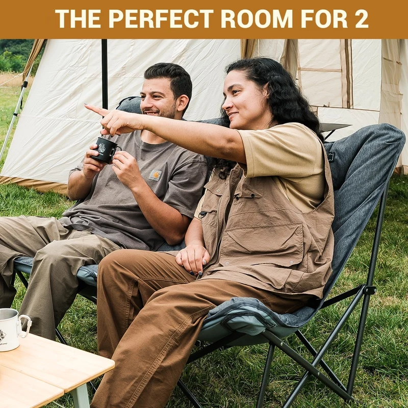 KingCamp LEMON C20 Loveseat Couch | Double Butterfly Folding Camping Chair for Two