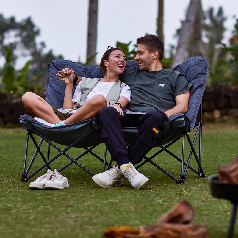 KingCamp LEMON C20 Loveseat Couch | Double Butterfly Folding Camping Chair for Two