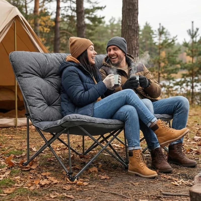 KingCamp LEMON C20 Loveseat Couch | Double Butterfly Folding Camping Chair for Two