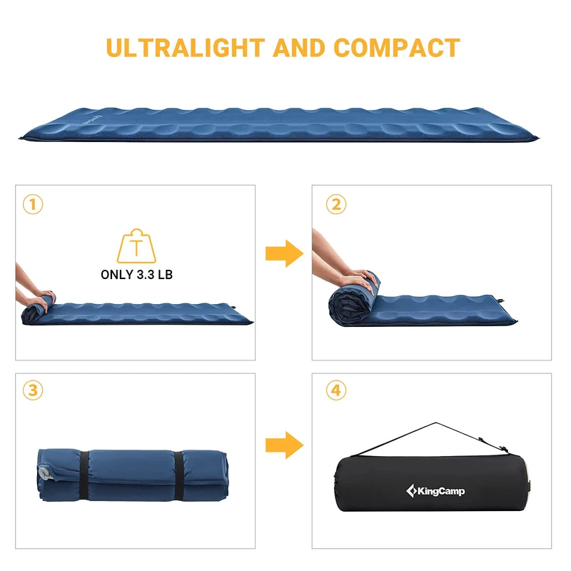 KingCamp PARADOX 5 Self-Inflating Sleeping Pad | R-Value 4.2, Rollover Prevention Camping Mattress