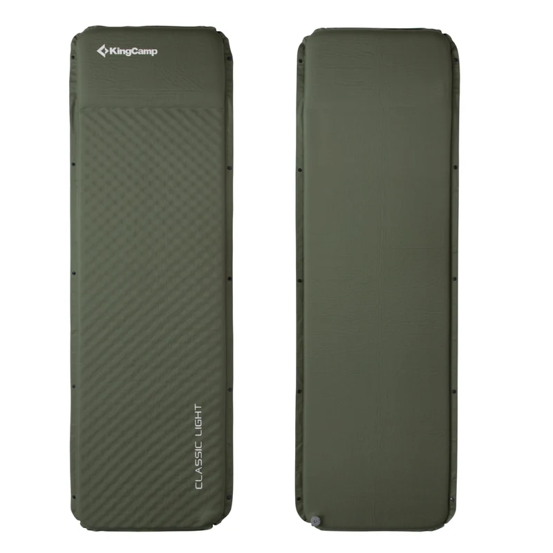KingCamp Classic Light Self-Inflating Sleeping Pad – 2in Thick, Built-in Pillow, Compact for Backpacking & Camping