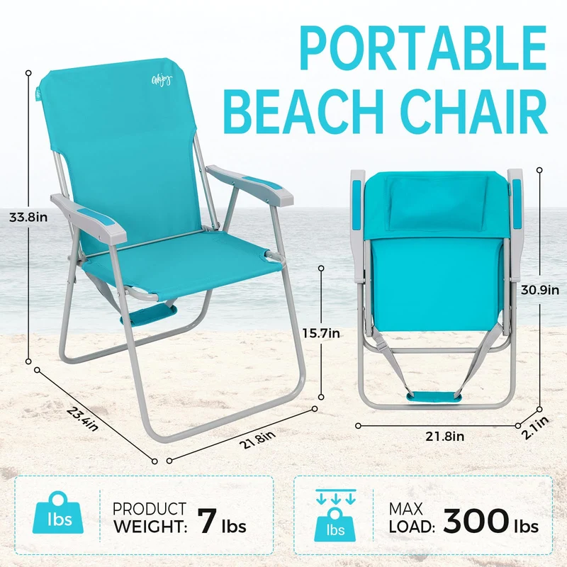 WEJOY AQUAL B10 Folding Beach Chair | Lightweight Outdoor Lawn Chair with High Back, 300lb Capacity