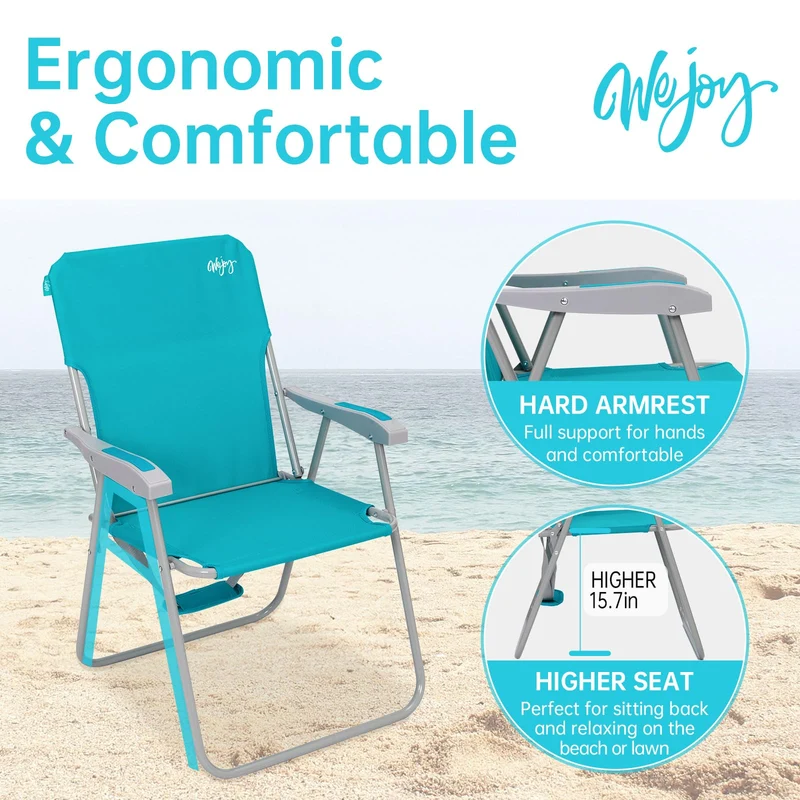 WEJOY AQUAL B10 Folding Beach Chair | Lightweight Outdoor Lawn Chair with High Back, 300lb Capacity