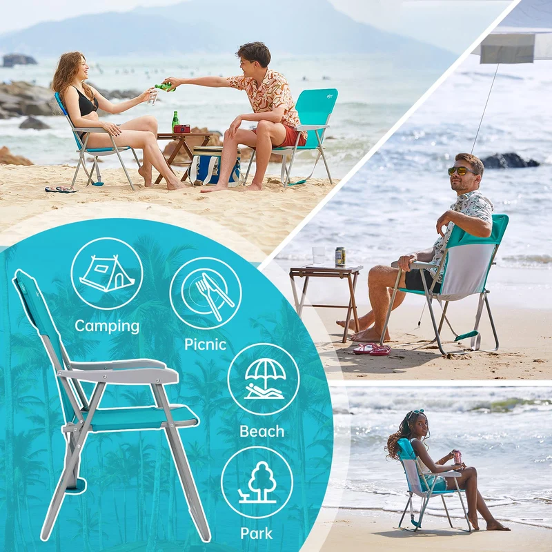 WEJOY AQUAL B10 Folding Beach Chair | Lightweight Outdoor Lawn Chair with High Back, 300lb Capacity