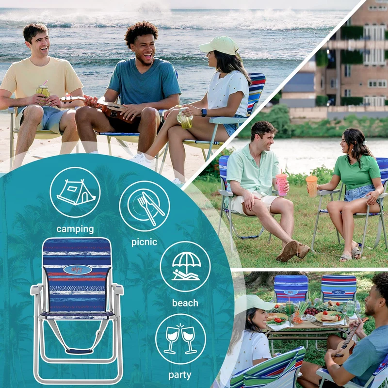 WEJOY AQUAL B10 Folding Beach Chair | Lightweight Outdoor Lawn Chair with High Back, 300lb Capacity