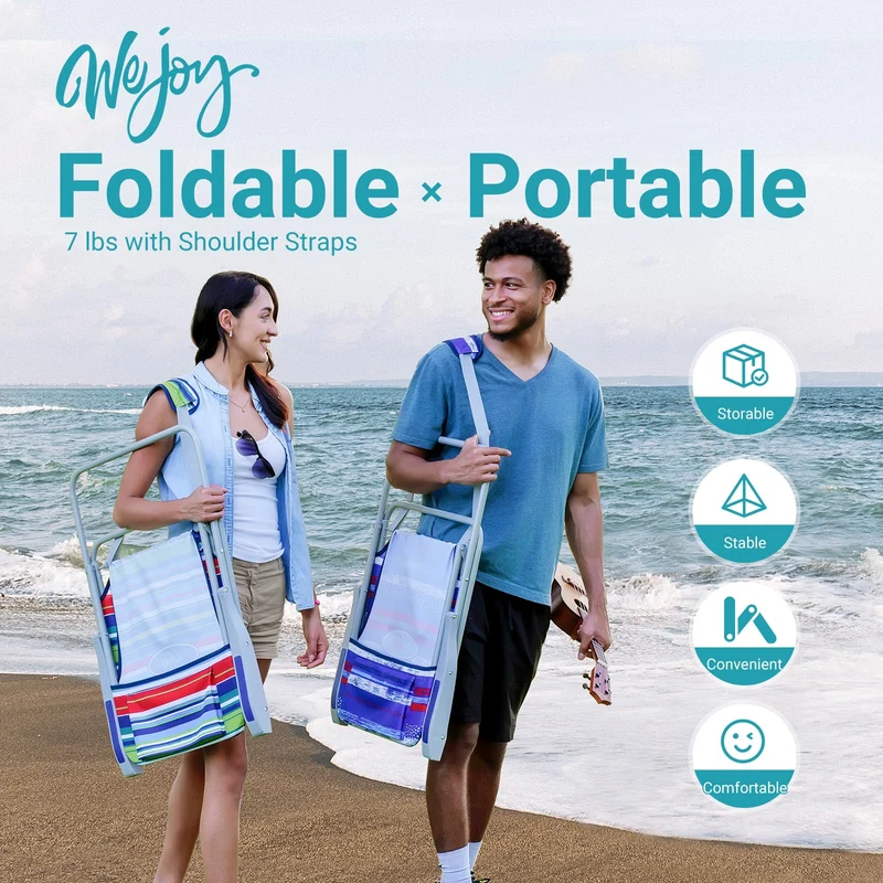 WEJOY AQUAL B10 Folding Beach Chair | Lightweight Outdoor Lawn Chair with High Back, 300lb Capacity