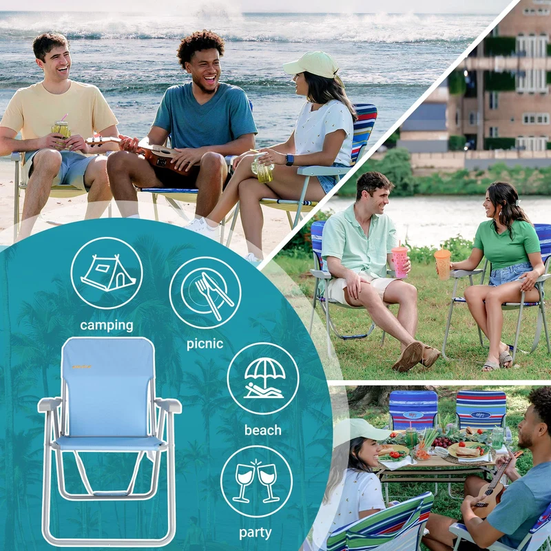 WEJOY AQUAL B10 Folding Beach Chair | Lightweight Outdoor Lawn Chair with High Back, 300lb Capacity