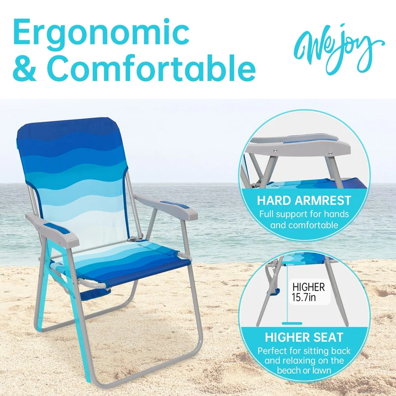 WEJOY AQUAL B10 Folding Beach Chair | Lightweight Outdoor Lawn Chair with High Back, 300lb Capacity