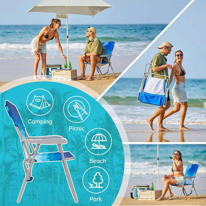 WEJOY AQUAL B10 Folding Beach Chair | Lightweight Outdoor Lawn Chair with High Back, 300lb Capacity