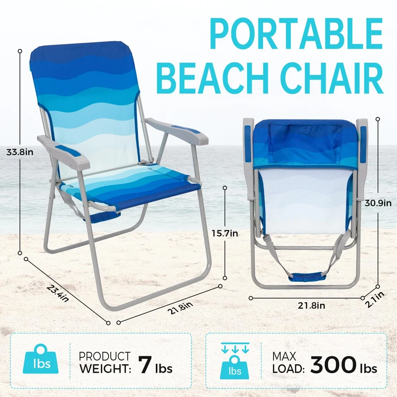 WEJOY AQUAL B10 Folding Beach Chair | Lightweight Outdoor Lawn Chair with High Back, 300lb Capacity