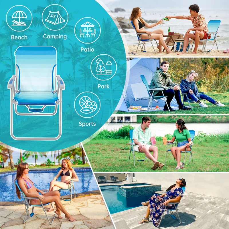 WEJOY AQUAL B10 Folding Beach Chair | Lightweight Outdoor Lawn Chair with High Back, 300lb Capacity
