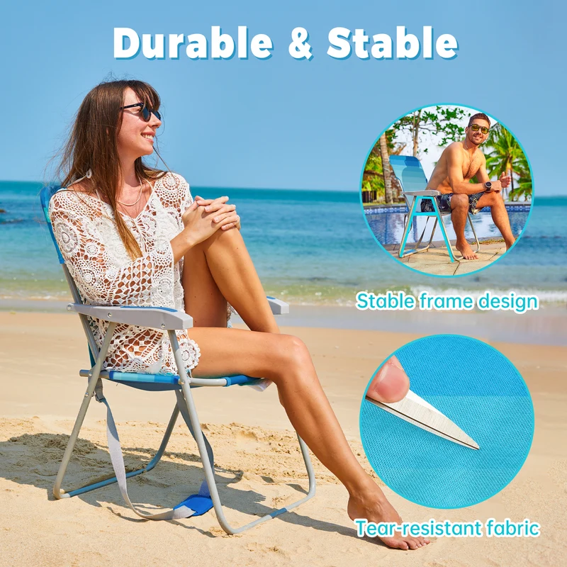 WEJOY AQUAL B10 Folding Beach Chair | Lightweight Outdoor Lawn Chair with High Back, 300lb Capacity