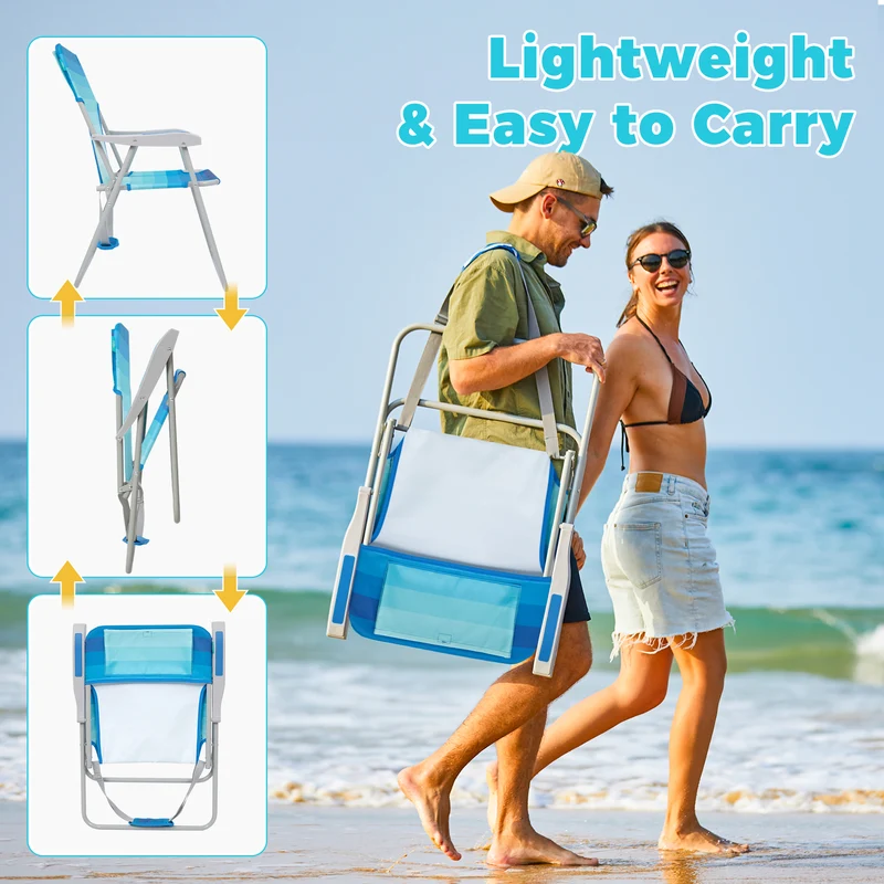 WEJOY AQUAL B10 Folding Beach Chair | Lightweight Outdoor Lawn Chair with High Back, 300lb Capacity