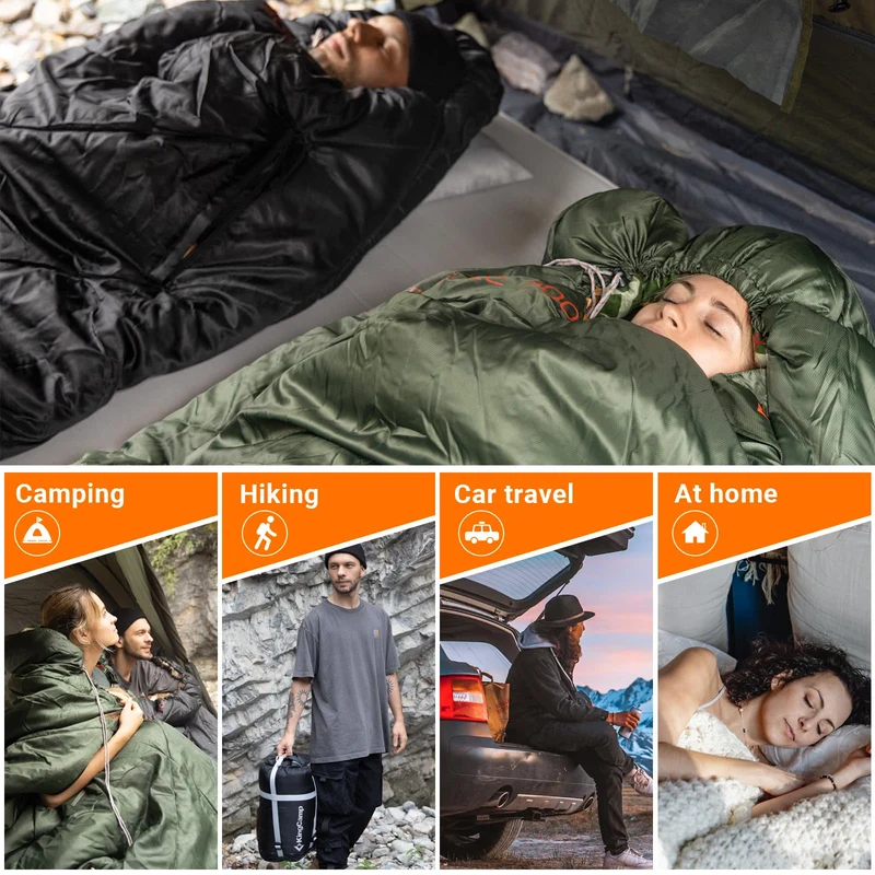 KingCamp FREESPACE 300 Wearable Sleeping Bag – Waterproof, Extra Wide Flannel Camping Sleeping Bag