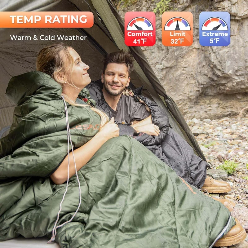 KingCamp FREESPACE 300 Wearable Sleeping Bag – Waterproof, Extra Wide Flannel Camping Sleeping Bag
