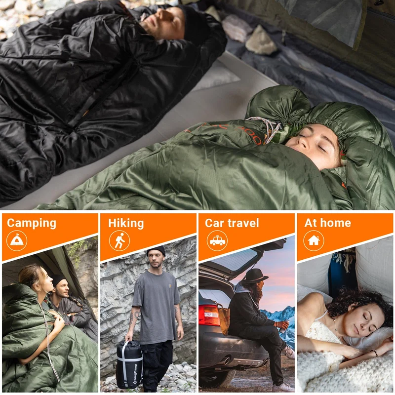KingCamp FREESPACE 300 Wearable Sleeping Bag – Waterproof, Extra Wide Flannel Camping Sleeping Bag