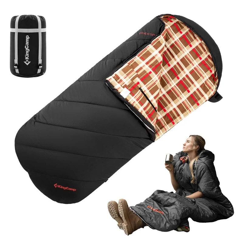 KingCamp FREESPACE 300 Wearable Sleeping Bag – Waterproof, Extra Wide Flannel Camping Sleeping Bag