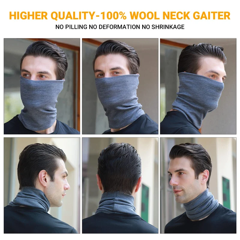METARINO Blaclavas Wool Neck Gaiter
