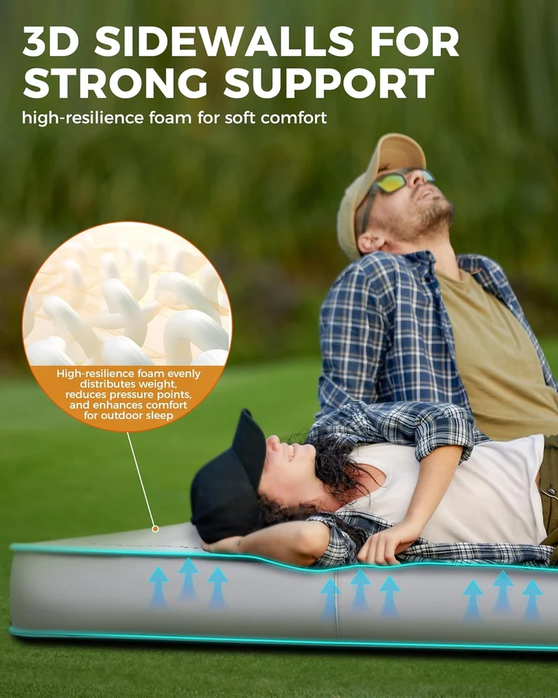KingCamp PREMIUM SUPER 15 Double Self-Inflating Sleeping Pad | R-Value 15.5 Extreme Insulation, 5.9" Thick 2-Person Camping Mattress