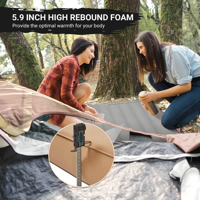 KingCamp PREMIUM SUPER 15 Double Self-Inflating Sleeping Pad | R-Value 15.5 Extreme Insulation, 5.9" Thick 2-Person Camping Mattress