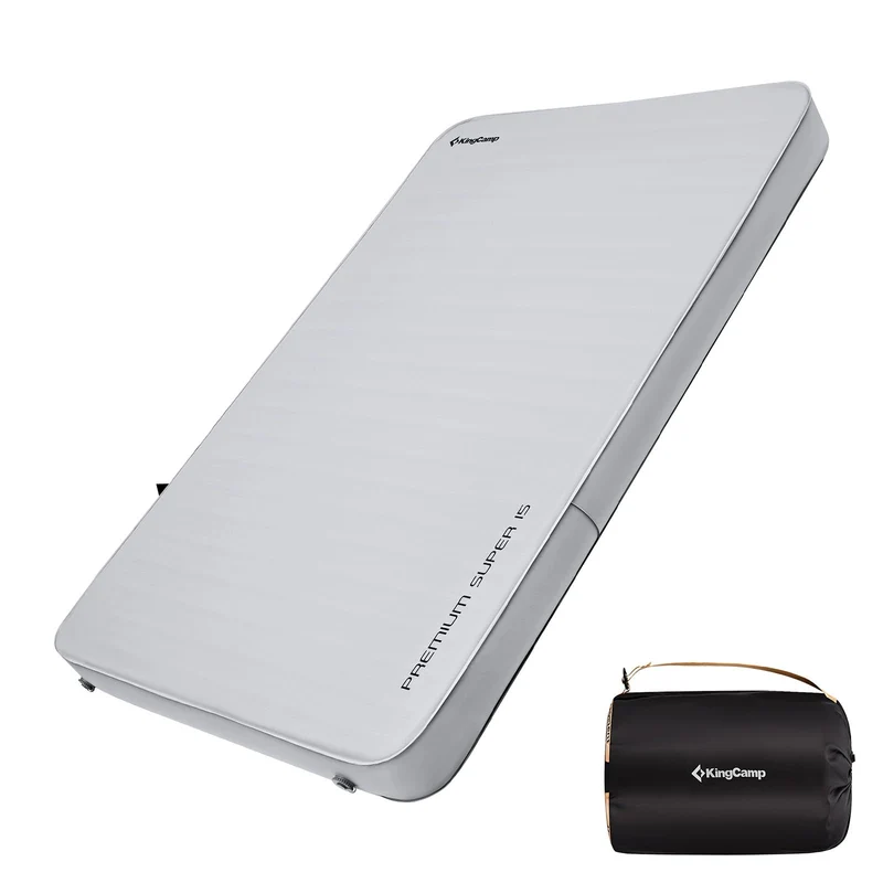 KingCamp PREMIUM SUPER 15 Double Self-Inflating Sleeping Pad | R-Value 15.5 Extreme Insulation, 5.9" Thick 2-Person Camping Mattress