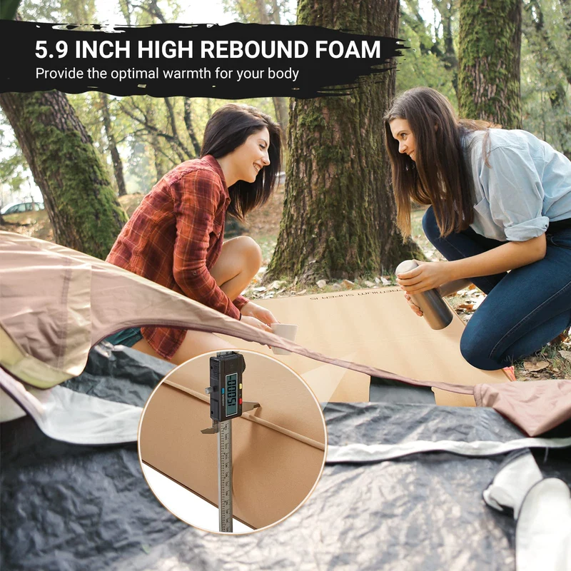 KingCamp PREMIUM SUPER 15 Double Self-Inflating Sleeping Pad | R-Value 15.5 Extreme Insulation, 5.9" Thick 2-Person Camping Mattress