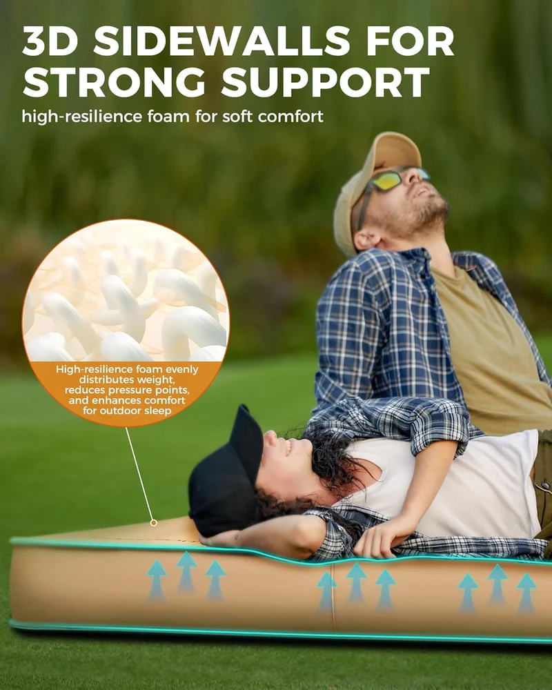KingCamp PREMIUM SUPER 15 Double Self-Inflating Sleeping Pad | R-Value 15.5 Extreme Insulation, 5.9" Thick 2-Person Camping Mattress
