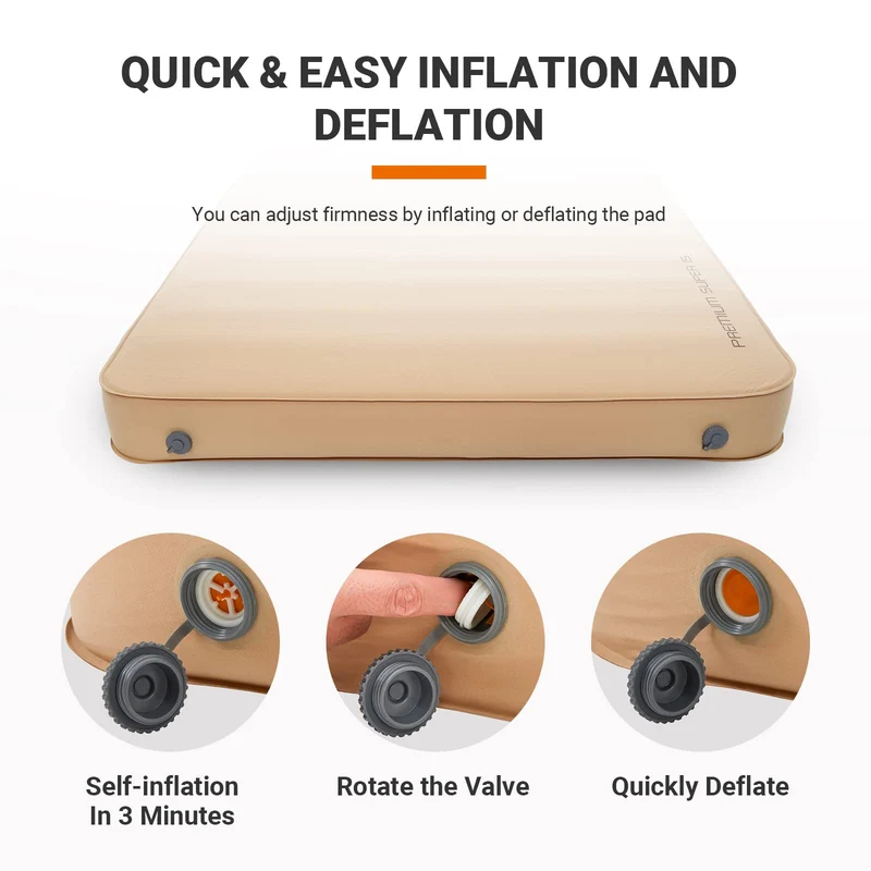 KingCamp PREMIUM SUPER 15 Double Self-Inflating Sleeping Pad | R-Value 15.5 Extreme Insulation, 5.9" Thick 2-Person Camping Mattress