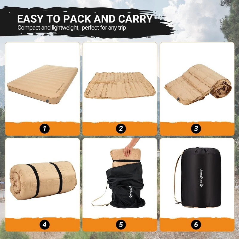 KingCamp PREMIUM SUPER 15 Double Self-Inflating Sleeping Pad | R-Value 15.5 Extreme Insulation, 5.9" Thick 2-Person Camping Mattress