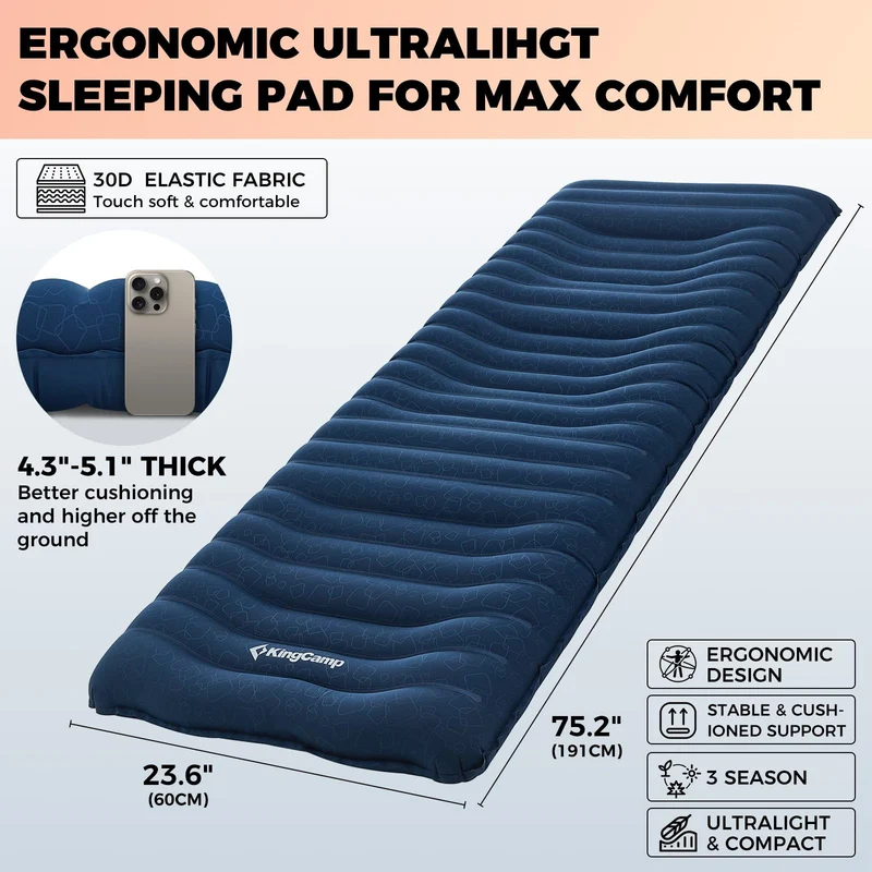 KingCamp Ergonomic High-Low Inflatable Sleeping Pad