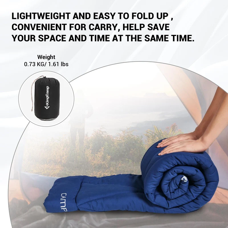 KingCamp CAMP PAD 350 Camping Cot Pad, Lightweight Quilted Sleeping Mat with Elastic Straps, Machine Washable, 75" x 25"