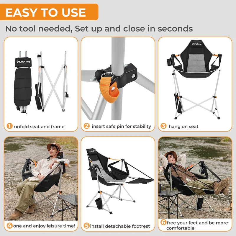 KingCamp ORCHID C20 Folding Rocking Chair Hammock Camping Chair