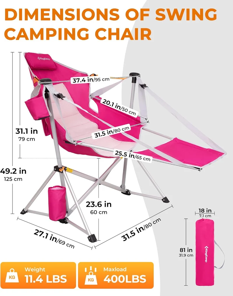 KingCamp ORCHID C20 Folding Rocking Chair Hammock Camping Chair