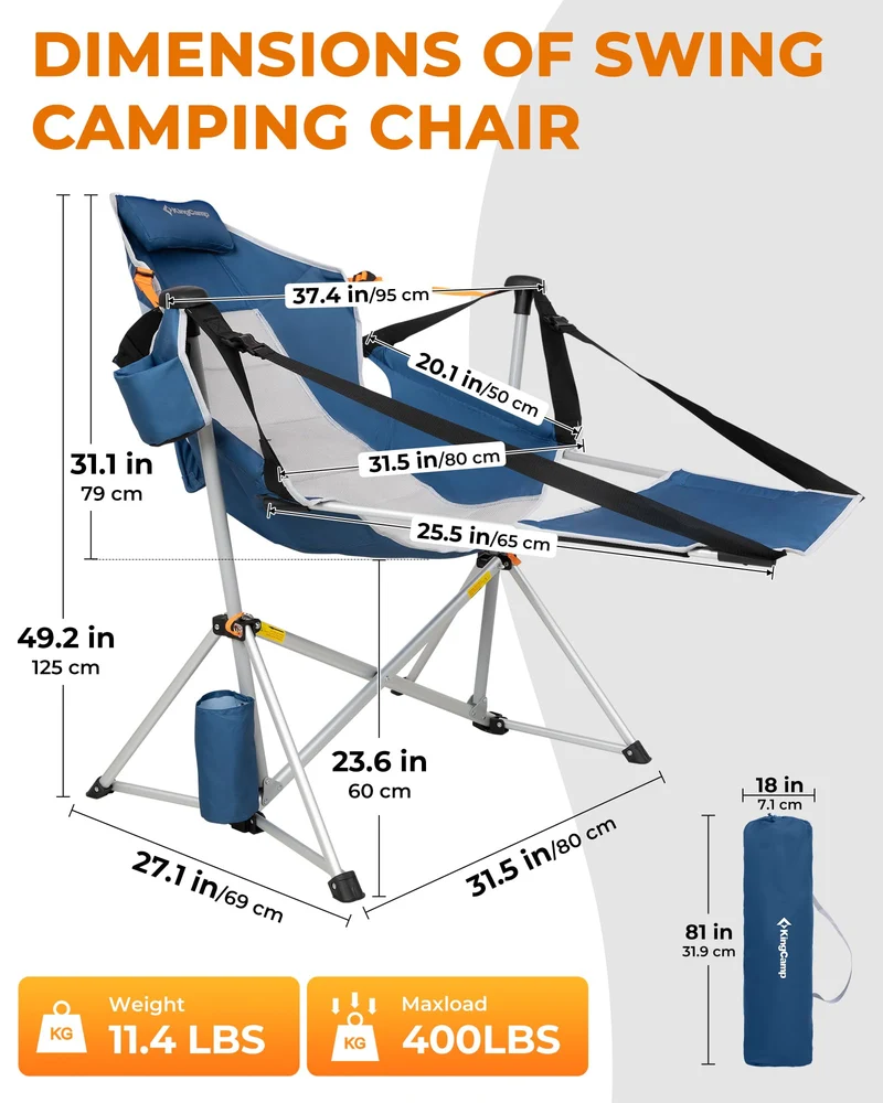 KingCamp ORCHID C20 Folding Rocking Chair Hammock Camping Chair