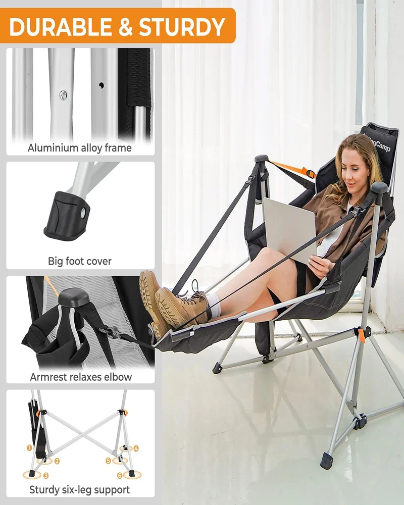 KingCamp ORCHID C20 Folding Rocking Chair Hammock Camping Chair