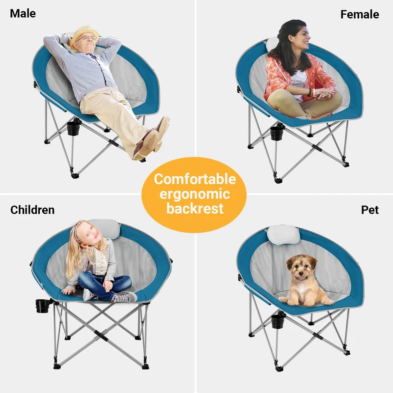 WEJOY Saucer Chair Breathable Mesh Chairs with Padded Pillow, Cup Holder