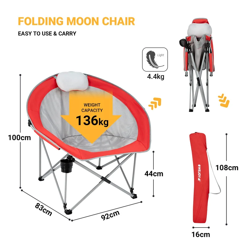 WEJOY Saucer Chair Breathable Mesh Chairs with Padded Pillow, Cup Holder