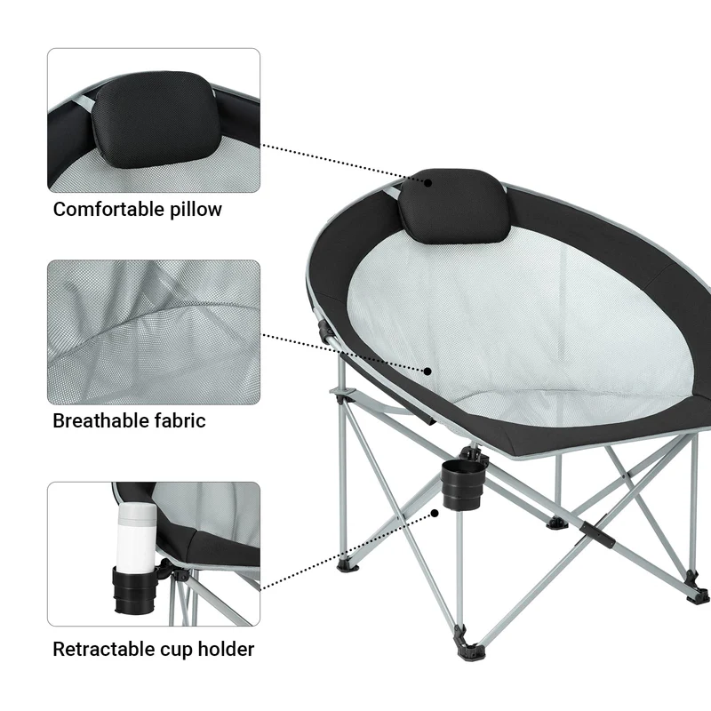 WEJOY Saucer Chair Breathable Mesh Chairs with Padded Pillow, Cup Holder