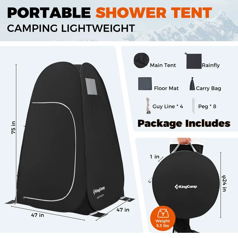 KingCamp MARASUSA POP Instant Privacy Tent | Pop-Up Camping Shower Tent with UPF50+ Sun Protection
