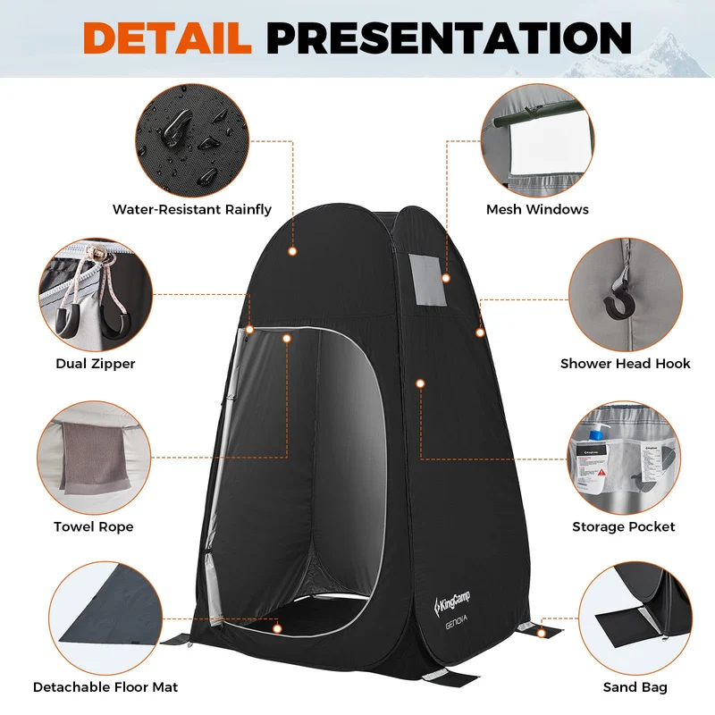 KingCamp MARASUSA POP Instant Privacy Tent | Pop-Up Camping Shower Tent with UPF50+ Sun Protection