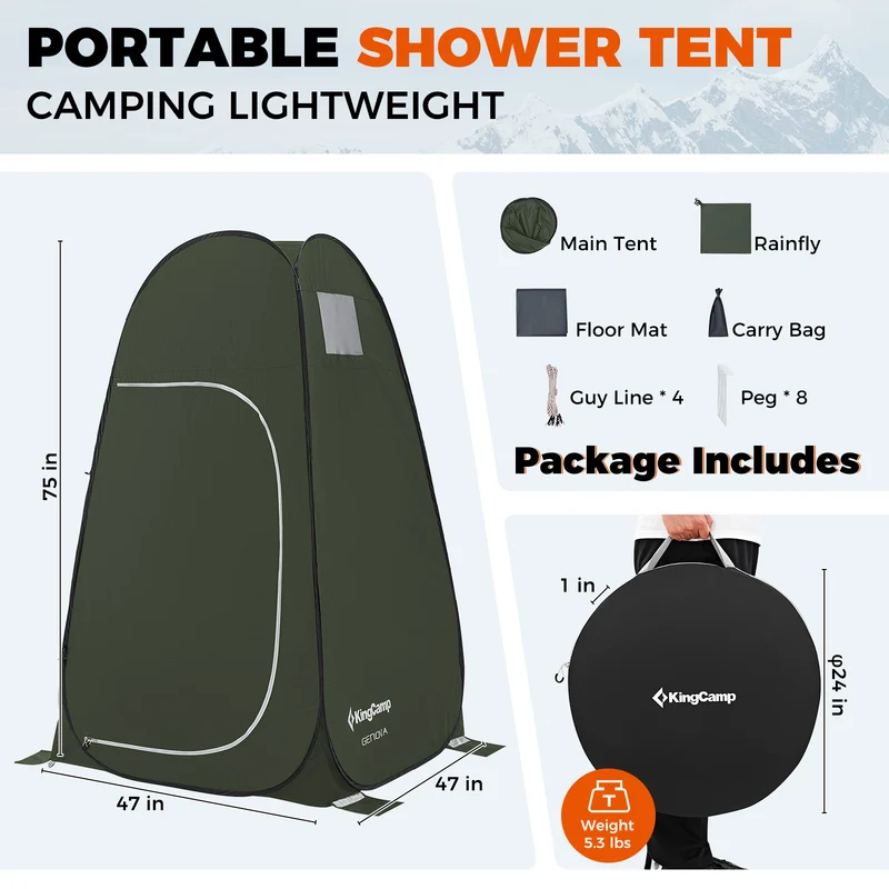 KingCamp MARASUSA POP Instant Privacy Tent | Pop-Up Camping Shower Tent with UPF50+ Sun Protection