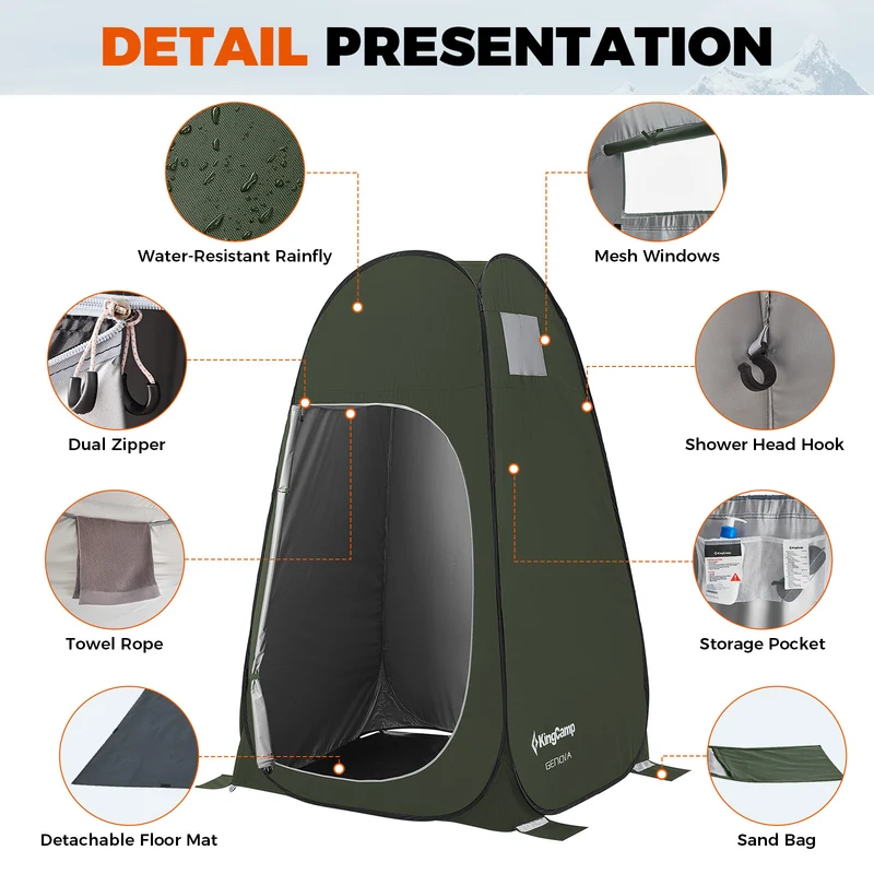 KingCamp MARASUSA POP Instant Privacy Tent | Pop-Up Camping Shower Tent with UPF50+ Sun Protection