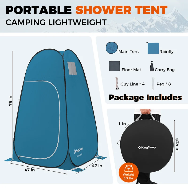 KingCamp MARASUSA POP Instant Privacy Tent | Pop-Up Camping Shower Tent with UPF50+ Sun Protection