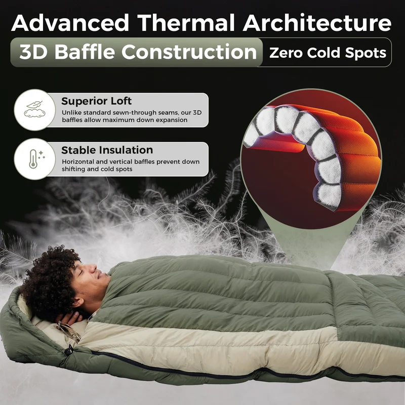 ATEPA PROMOTER 2000 Double Mummy Down Sleeping Bag, 650 Fill Power Duck Down 2-Person Sleeping Bag, 23°F ISO Comfort, YKK Zippers & Compression Sack