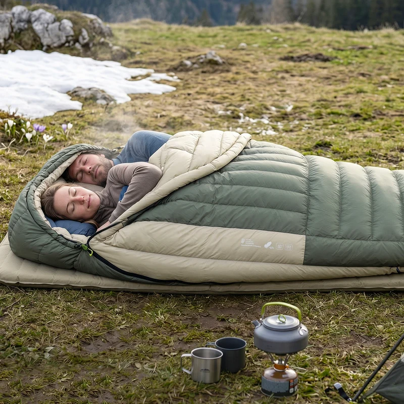 ATEPA PROMOTER 2000 Double Mummy Down Sleeping Bag, 650 Fill Power Duck Down 2-Person Sleeping Bag, 23°F ISO Comfort, YKK Zippers & Compression Sack